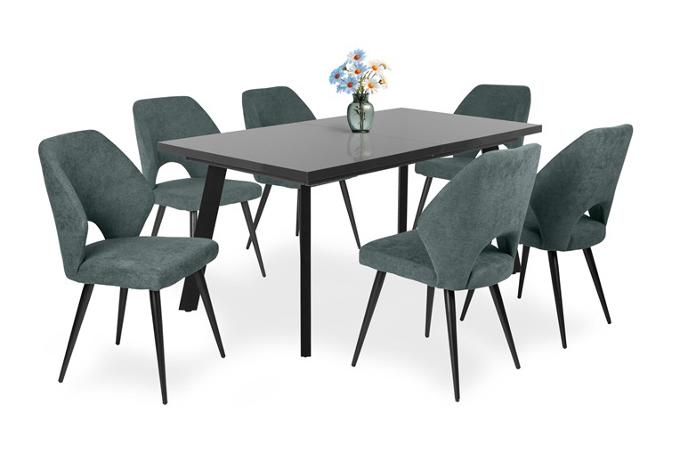 Magasfényű Linett asztal Aspen székkel - 6 személyes étkezőgarnitúra