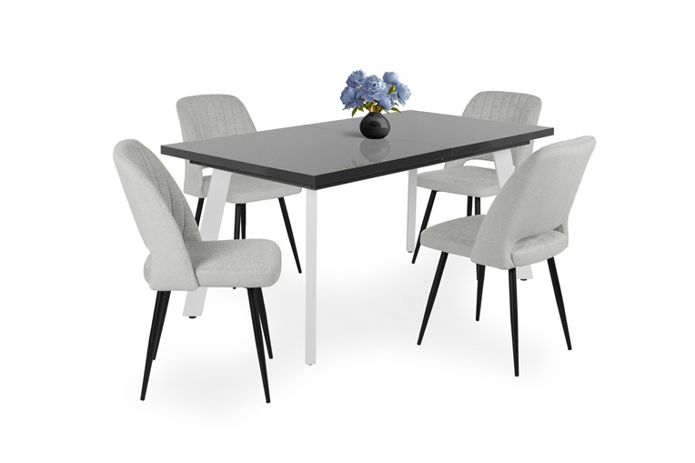 Magasfényű Linett asztal Odett székkel - 4 személyes étkezőgarnitúra