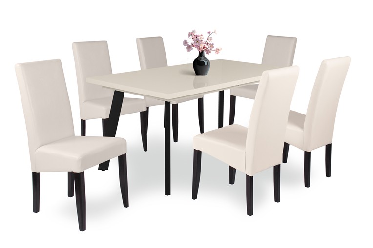 Magasfényű Linett asztal Berta székkel - 6 személyes étkezőgarnitúra