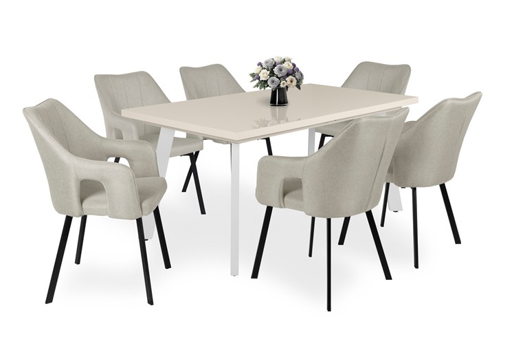 Magasfényű Linett asztal Imperial székkel - 6 személyes étkezőgarnitúra