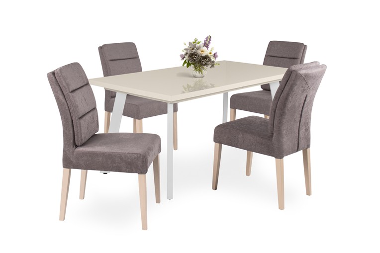 Magasfényű Linett asztal Inez székkel - 4 személyes étkezőgarnitúra