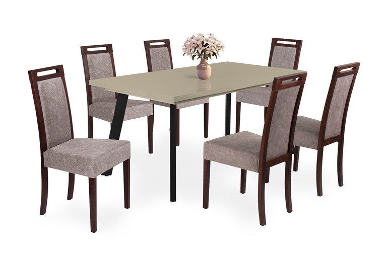 Magasfényű Linett asztal Jazmin székkel - 6 személyes étkezőgarnitúra