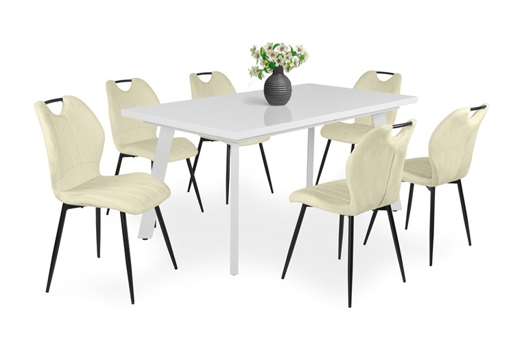 Magasfényű Linett asztal Kinga székkel - 6 személyes étkezőgarnitúra