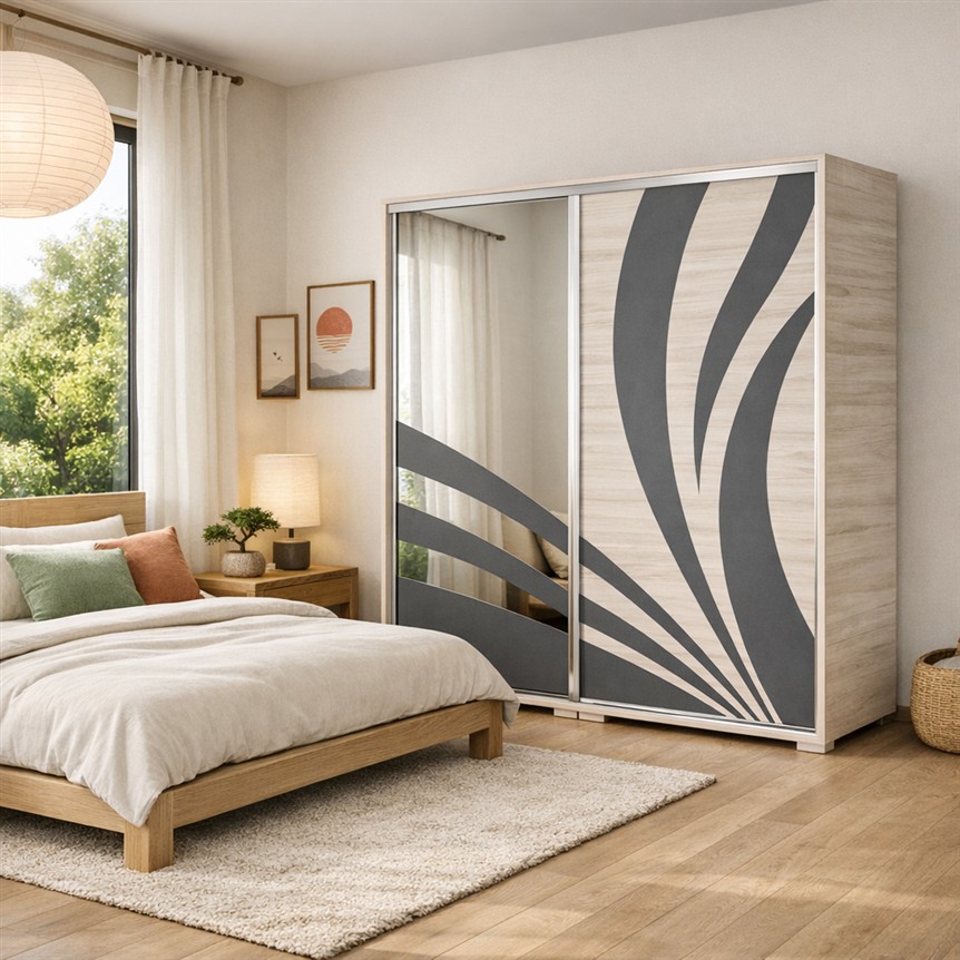 Baku tolóajtós gardróbszekrény 200 cm