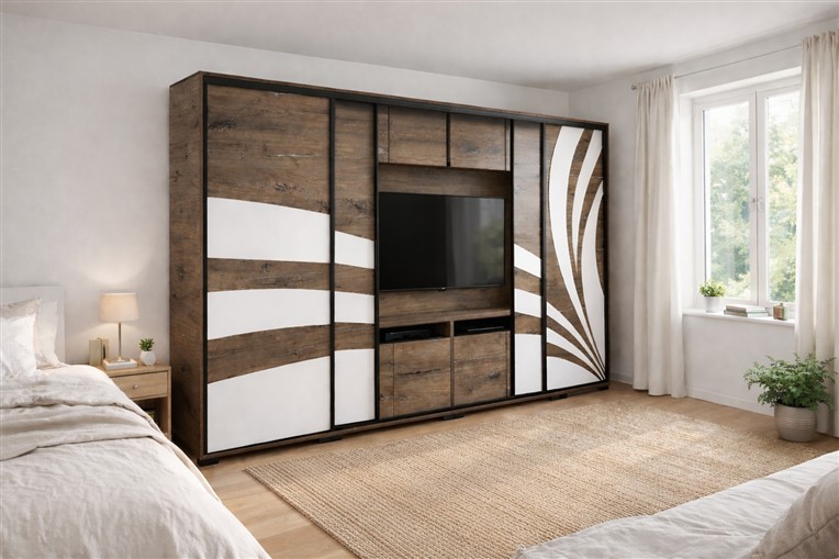 Baku TV-s tolóajtós gardróbszekrény 318 cm