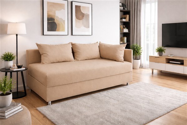 Afrodite kanapé bézs színben párnákkal