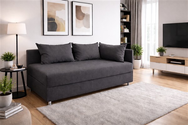 Afrodite kanapé sötétszürke színben párnákkal