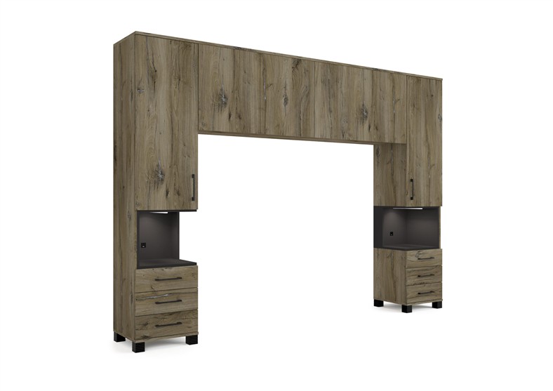 Nepál Áthidalós szekrénysor sötét justus tölgy 290 cm