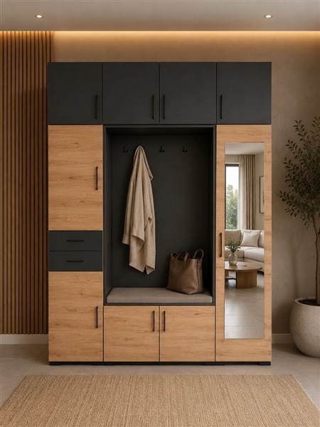 Nina előszobabútor artisan tölgy-antracit szürke 248 cm Készletről vihető