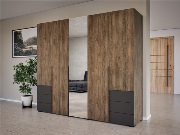 New Maxi gardróbszekrény 1 tükörrel bolzano-antracit 225 cm