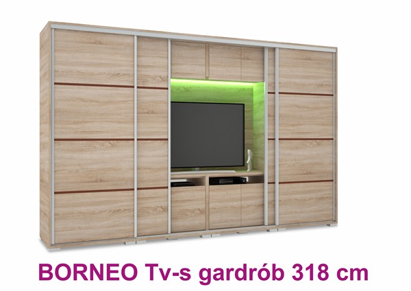 Borneo TV- s tolóajtós gardróbszekrény 318 cm
