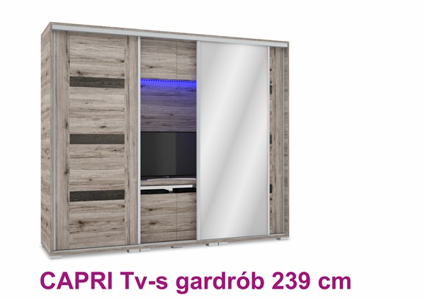 Capri TV - s  tolóajtós gardróbszekrény 239 cm