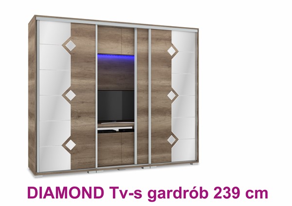 Diamond TV- s tolóajtós gardróbszekrény 239 cm