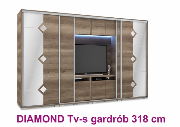 Diamond TV- s tolóajtós gardróbszekrény 318 cm
