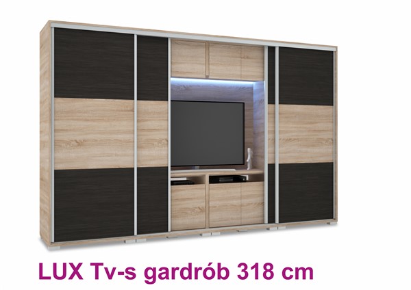 Lux Tv - s tolóajtós gardróbszekrény 318 cm 