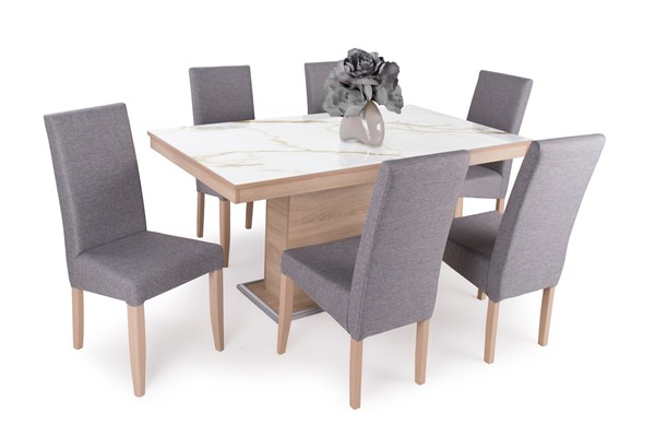 Flóra plusz asztal Berta Lux székkel - 6 személyes étkezőgarnitúra