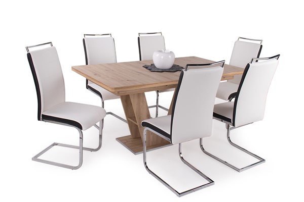 Prága asztal Száva székkel - 6 személyes étkezőgarnitúra