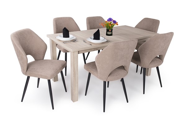 Berta asztal Aspen székkel - 6 személyes étkezőgarnitúra
