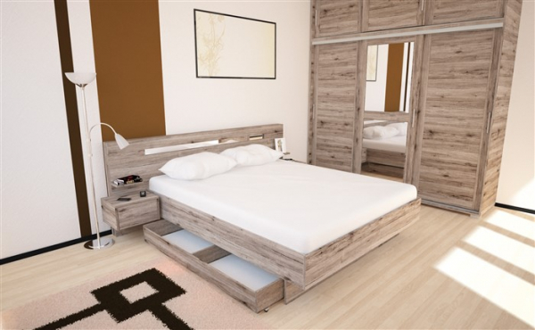 André ágykeret 160 cm x 200 cm+ ágyrács és beépített éjjeli szekrény