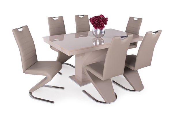 Magasfényű Flóra asztal Lord székkel - 6 személyes étkezőgarnitúra
