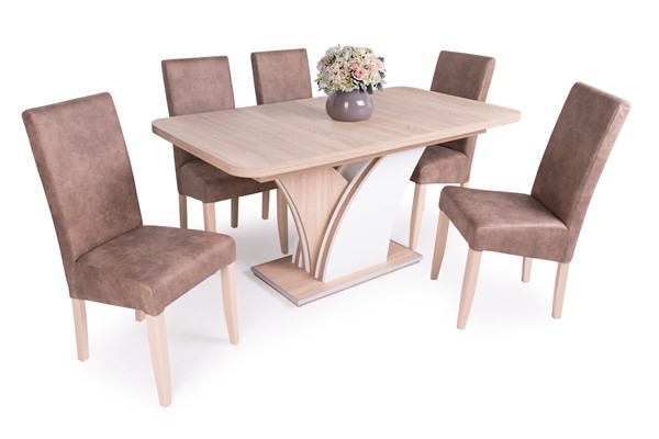 Enzo asztal Berta elegant székkel - 6 személyes étkezőgarnitúra