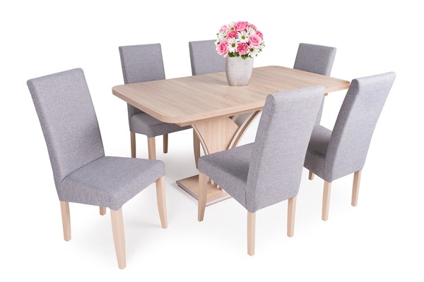 Enzo asztal Berta lux székkel - 6 személyes étkezőgarnitúra