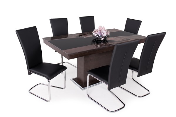 Paulo szék Flóra plusz asztal epoxy lappal - 6 személyes étkezőgarnitúra