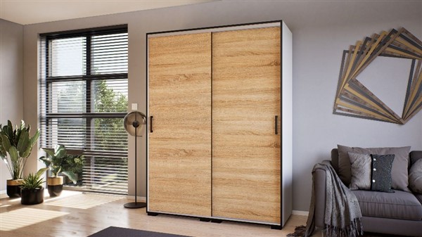 Retro - A - tolóajtós gardróbszekrény 138 cm Sonoma