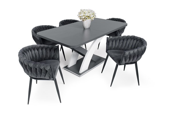 Deluxe szék Elis asztallal - 5 személyes étkezőgarnitúra