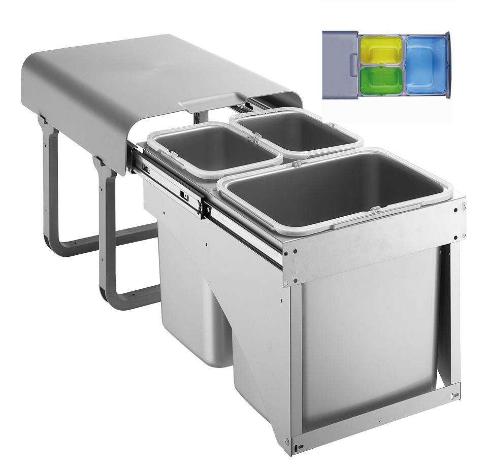 EKOTECH - Beépíthető hulladékgyűjtő EKKO FRONT 40 - 1x16 liter+2x8 liter (MK)