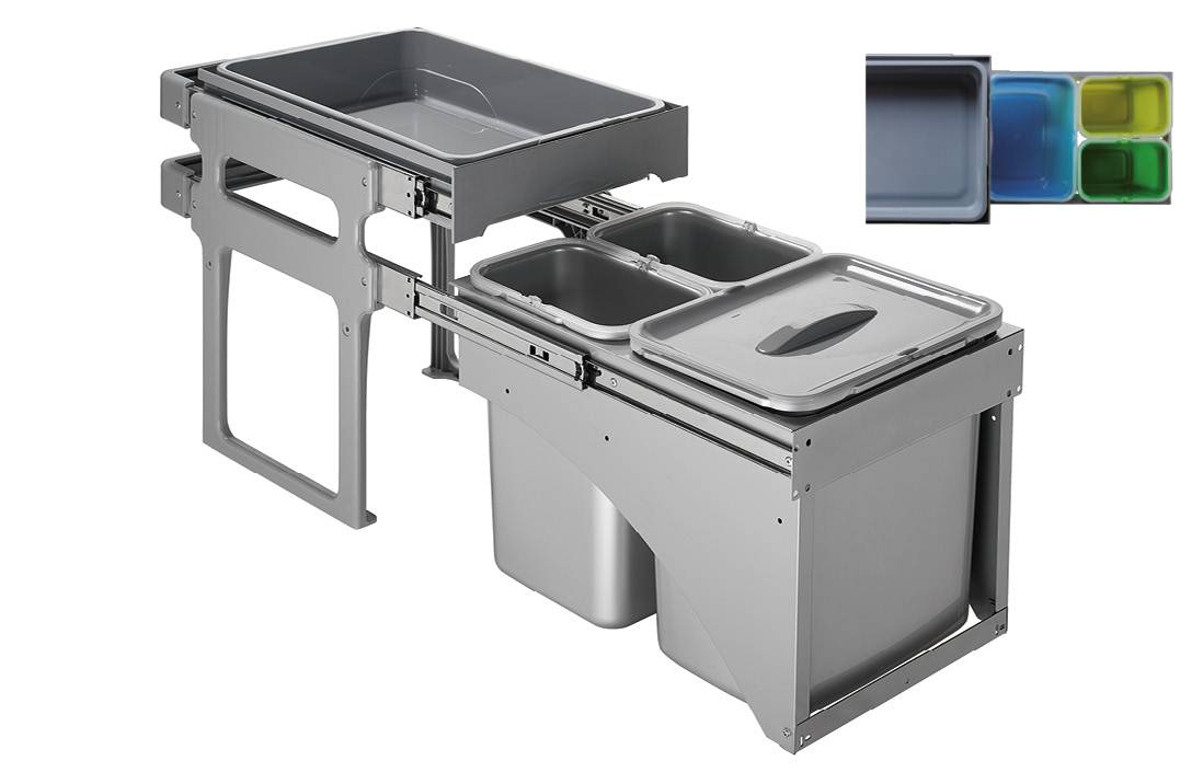 EKOTECH - Beépíthető hulladékgyűjtő TANK FRONT 40 - 1x16+2x8 liter (MK)