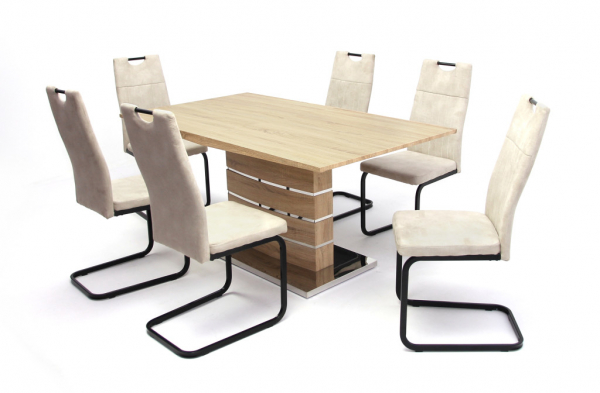 Claudia asztal Torino székkel - 6 személyes étkezőgarnitúra