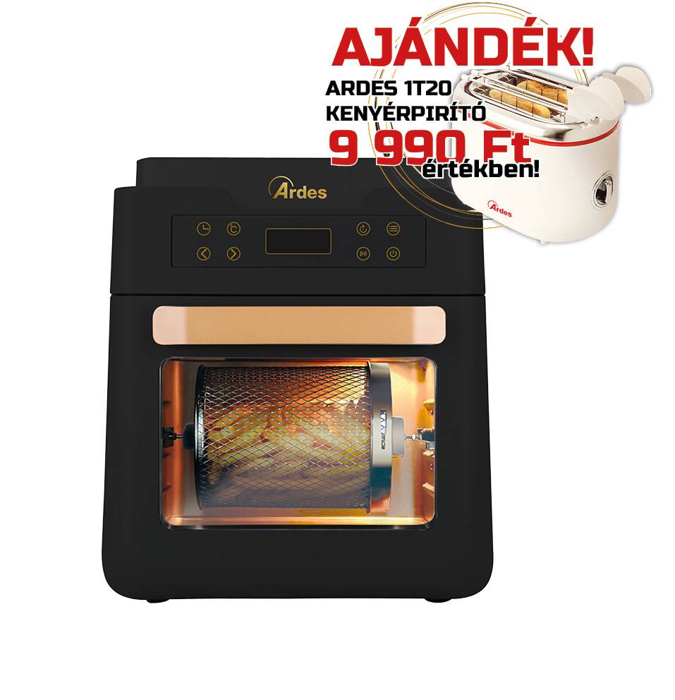 ARDES 1K3000 12 literes forrólevegős sütő - forgókosárral, ajándék ARDES 1T20 kenyérpirítóval (MK)